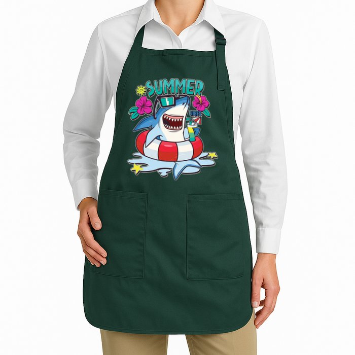 Funny Summer Vibe Vacation Shark Apron