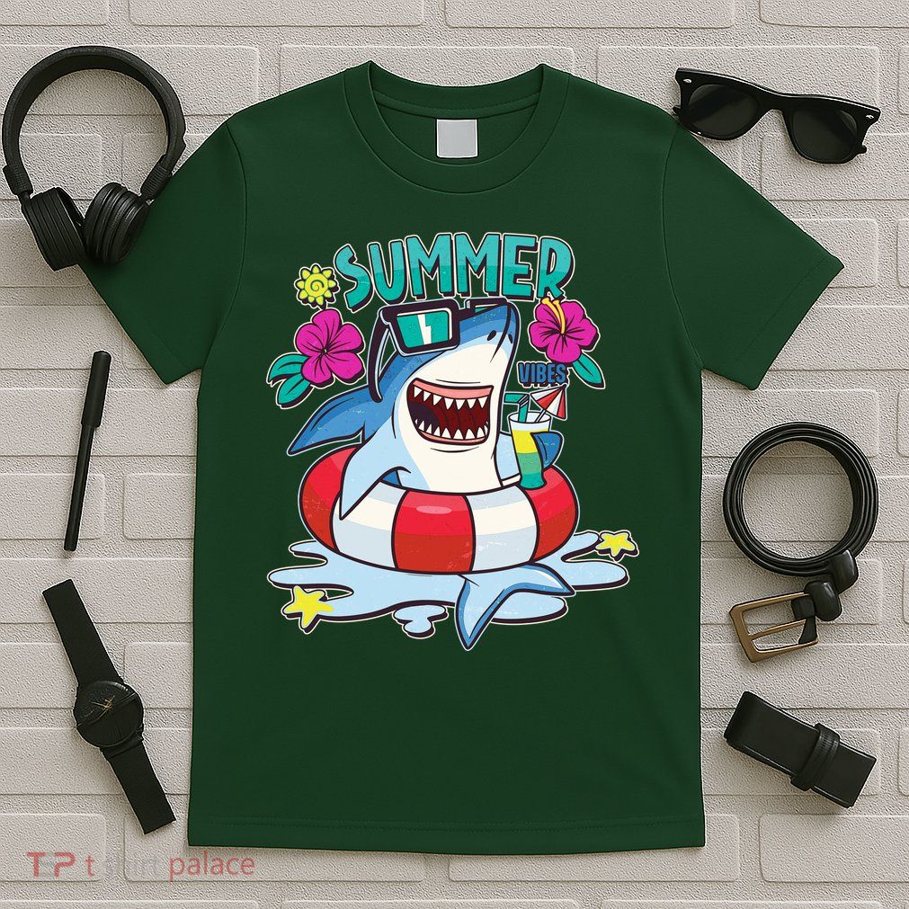 Funny Summer Vibe Vacation Shark T-Shirt