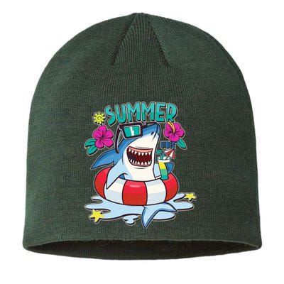 Funny Summer Vibe Vacation Shark Sustainable Beanie