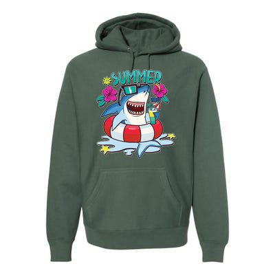 Funny Summer Vibe Vacation Shark Premium Hoodie