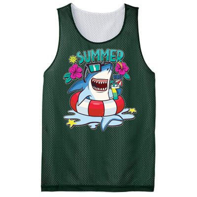 Funny Summer Vibe Vacation Shark Mesh Reversible Basketball Jersey Tank