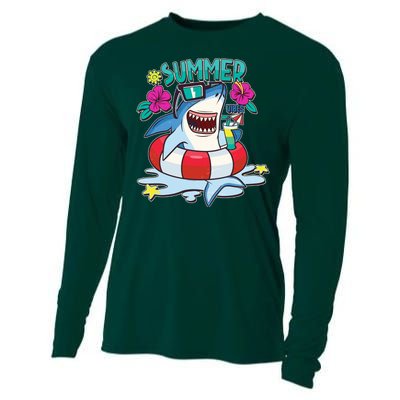 Funny Summer Vibe Vacation Shark Cooling Performance Long Sleeve Crew