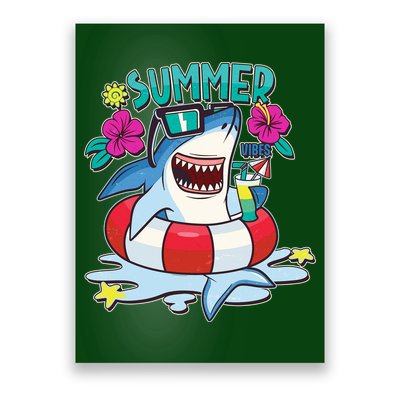 Funny Summer Vibe Vacation Shark Poster
