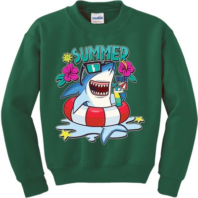 Funny Summer Vibe Vacation Shark Kids Sweatshirt