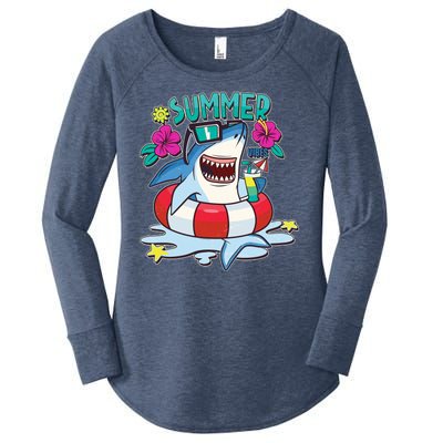 Funny Summer Vibe Vacation Shark Women's Perfect Tri Tunic Long Sleeve Shirt