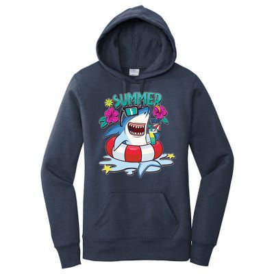 Funny Summer Vibe Vacation Shark Women's Pullover Hoodie