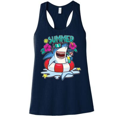 Funny Summer Vibe Vacation Shark Women's Racerback Tank