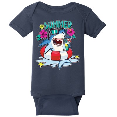 Funny Summer Vibe Vacation Shark Baby Bodysuit