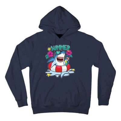 Funny Summer Vibe Vacation Shark Tall Hoodie