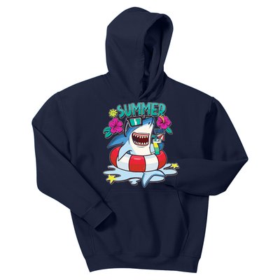 Funny Summer Vibe Vacation Shark Kids Hoodie