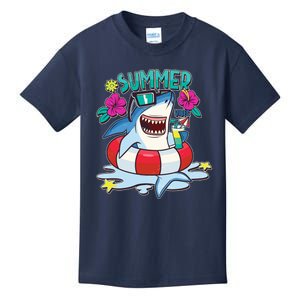 Funny Summer Vibe Vacation Shark Kids T-Shirt