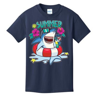 Funny Summer Vibe Vacation Shark Kids T-Shirt