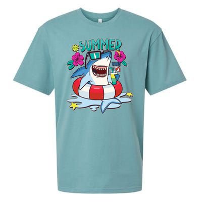 Funny Summer Vibe Vacation Shark Sueded Cloud Jersey T-Shirt