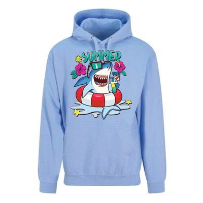 Funny Summer Vibe Vacation Shark Unisex Surf Hoodie