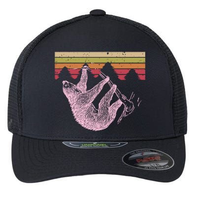 Funny Sloth Vintage Retro Pine Tree Gift Flexfit Unipanel Trucker Cap