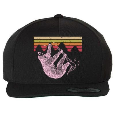 Funny Sloth Vintage Retro Pine Tree Gift Wool Snapback Cap