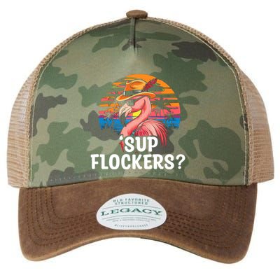 Flamingo Sunglasses Vacation Tropical Flock 70s 80s 90s Gift Legacy Tie Dye Trucker Hat