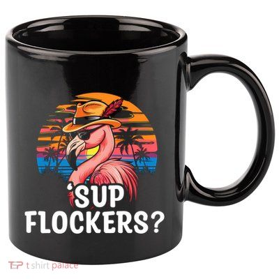 Flamingo Sunglasses Vacation Tropical Flock 70s 80s 90s Gift 11oz C Handle Ceramic Mug