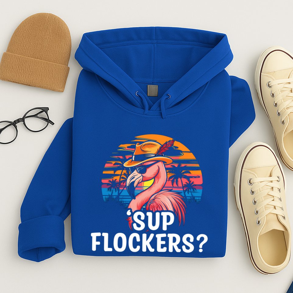 Flamingo Sunglasses Vacation Tropical Flock 70s 80s 90s Gift Hoodie