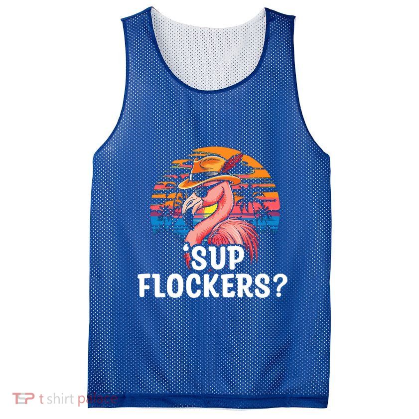 Flamingo Sunglasses Vacation Tropical Flock 70s 80s 90s Gift Mesh Reversible Basketball Jersey Tank