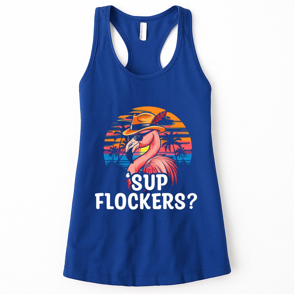 Flamingo Sunglasses Vacation Tropical Flock 70s 80s 90s Gift Womens Tank Top