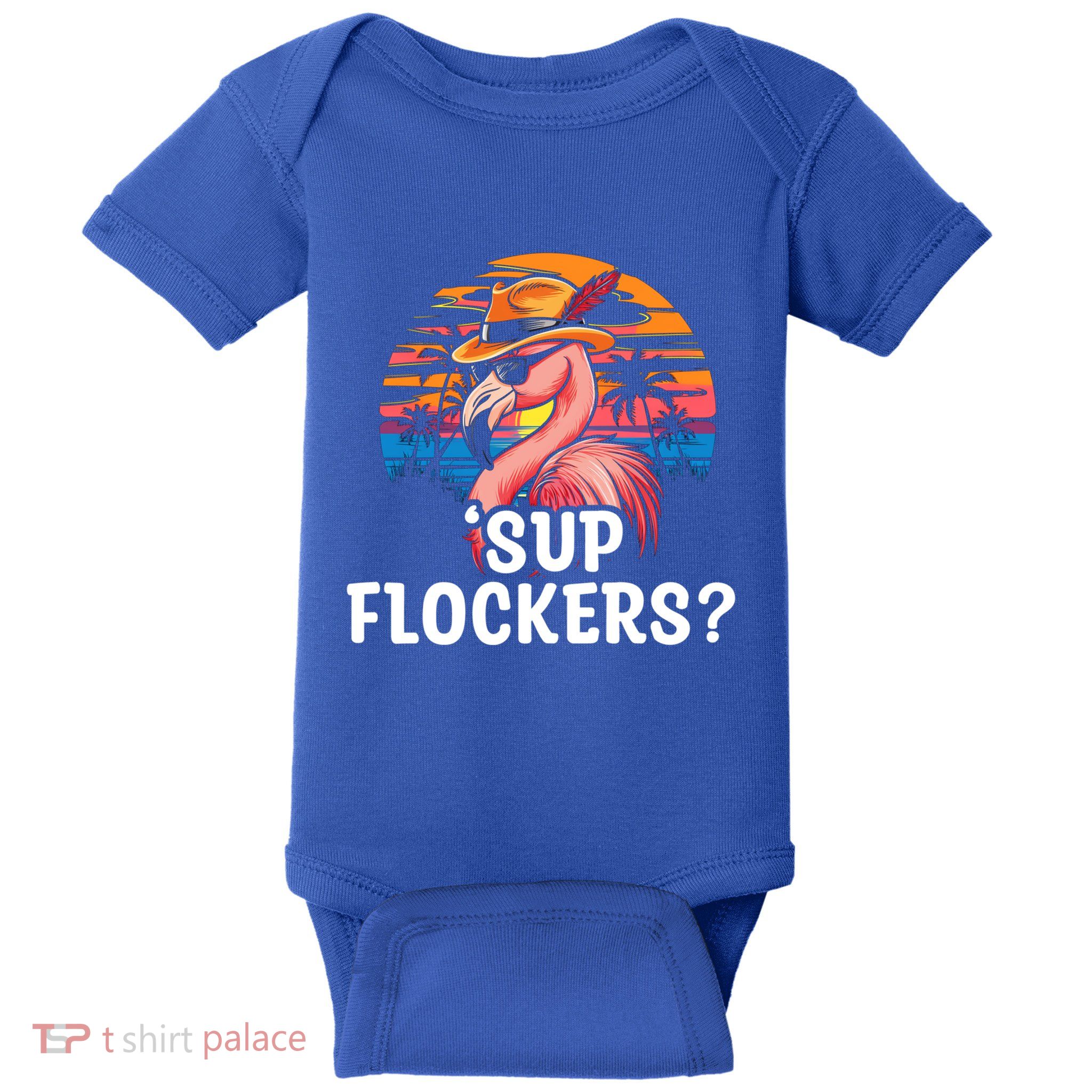 Flamingo Sunglasses Vacation Tropical Flock 70s 80s 90s Gift Baby Bodysuit