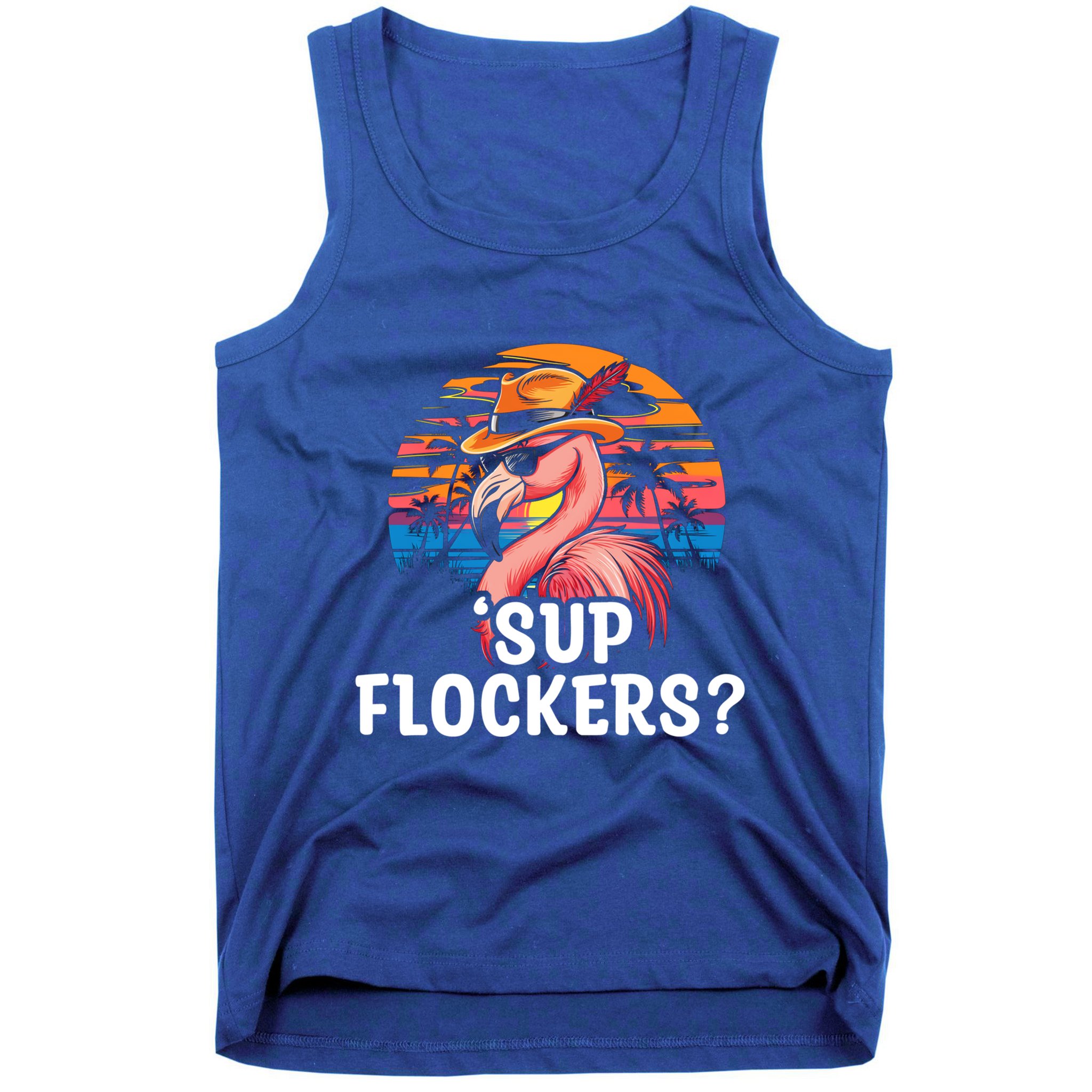 Flamingo Sunglasses Vacation Tropical Flock 70s 80s 90s Gift Tank Top