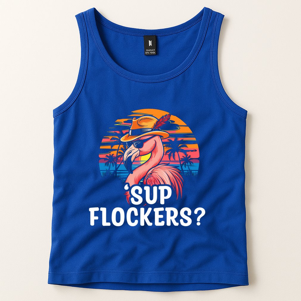 Flamingo Sunglasses Vacation Tropical Flock 70s 80s 90s Gift Tank Top