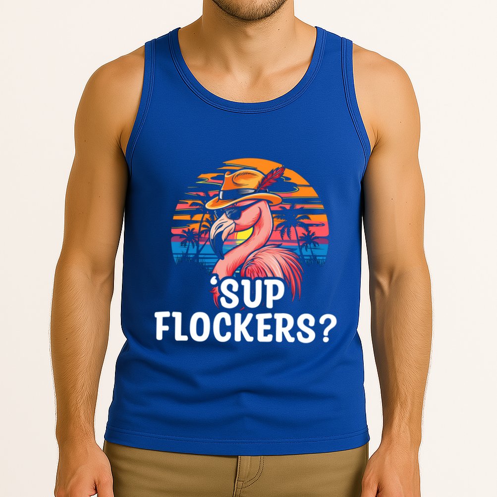 Flamingo Sunglasses Vacation Tropical Flock 70s 80s 90s Gift Tank Top