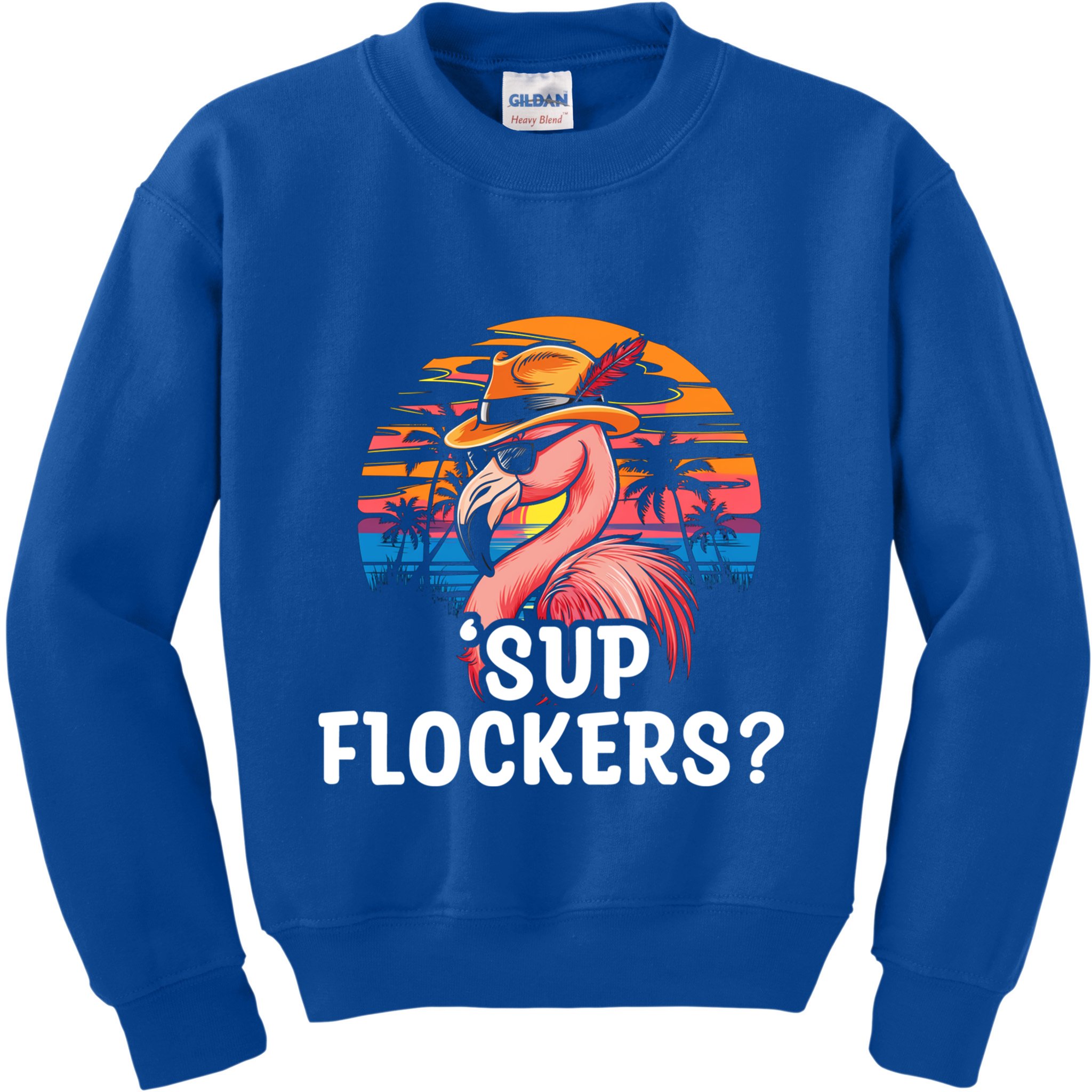 Flamingo Sunglasses Vacation Tropical Flock 70s 80s 90s Gift Kids Sweatshirt