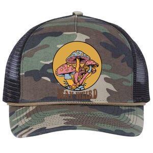 Funny Stay Weird Mushroom Meme Retro Rope Trucker Hat Cap