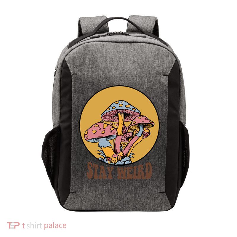 Funny Stay Weird Mushroom Meme Vector Backpack