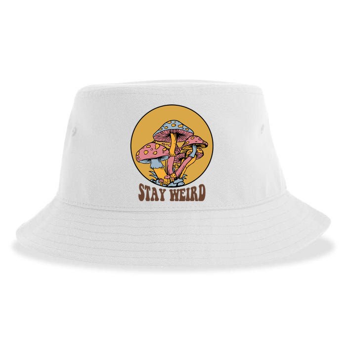 Funny Stay Weird Mushroom Meme Sustainable Bucket Hat