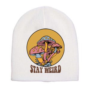 Funny Stay Weird Mushroom Meme Short Acrylic Beanie