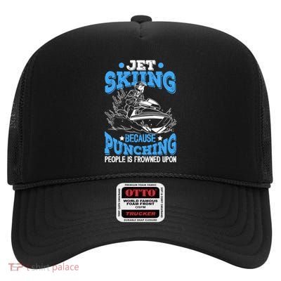 Funny Sports Water Skiing Rides Motorsports Gift High Crown Mesh Back Trucker Hat