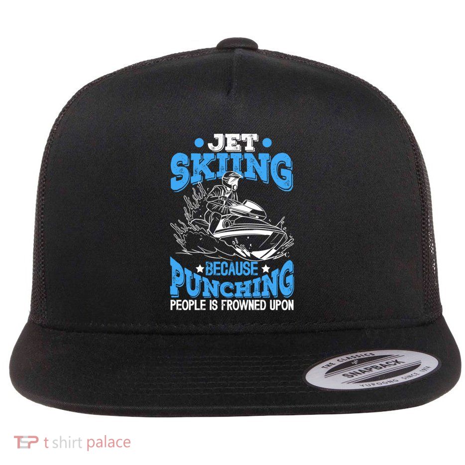 Funny Sports Water Skiing Rides Motorsports Gift Flat Bill Trucker Hat