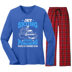 Funny Sports Water Skiing Rides Motorsports Gift Women's Long Sleeve Flannel Pajama Set 