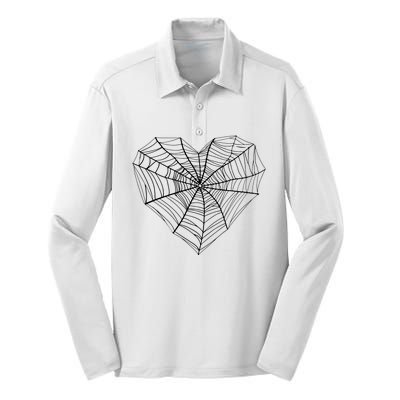 Funny Spider Web Design For Women Insect Web Lovers Silk Touch Performance Long Sleeve Polo