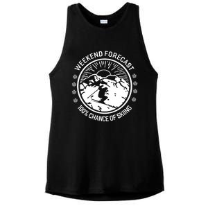 Funny Ski Weekend Forecast Skiing Skier Funny Gift Gift Ladies PosiCharge Tri-Blend Wicking Tank