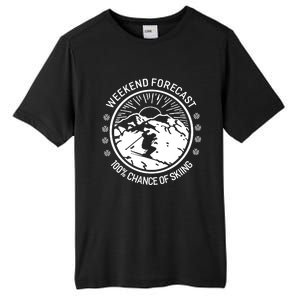 Funny Ski Weekend Forecast Skiing Skier Funny Gift Gift Tall Fusion ChromaSoft Performance T-Shirt