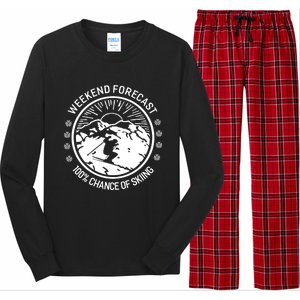 Funny Ski Weekend Forecast Skiing Skier Funny Gift Gift Long Sleeve Pajama Set