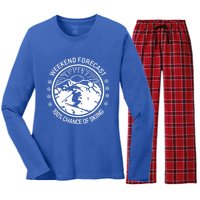 Funny Ski Weekend Forecast Skiing Skier Funny Gift Gift Women's Long Sleeve Flannel Pajama Set 