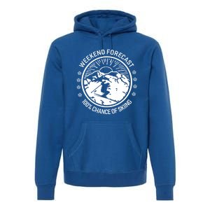 Funny Ski Weekend Forecast Skiing Skier Funny Gift Gift Premium Hoodie