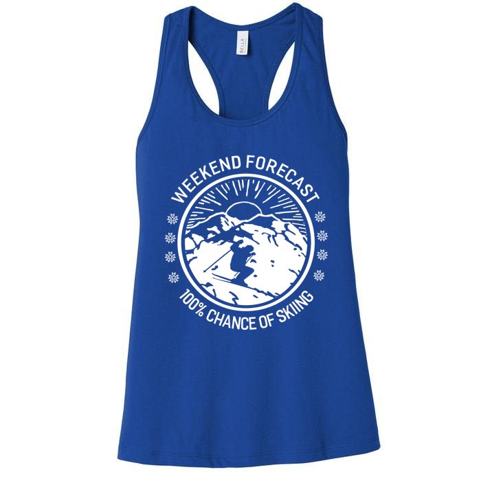 Funny Ski Weekend Forecast Skiing Skier Funny Gift Gift Women's Racerback Tank