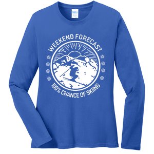 Funny Ski Weekend Forecast Skiing Skier Funny Gift Gift Ladies Long Sleeve Shirt