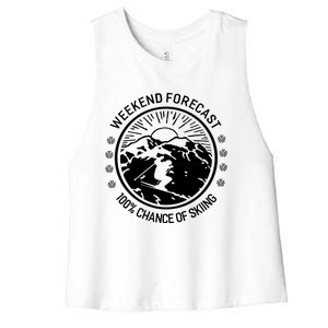 Funny Ski Weekend Forecast Skiing Skier Funny Gift Gift Women's Racerback Cropped Tank