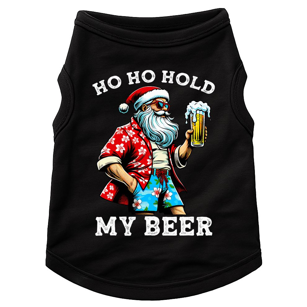 Funny Santa With Sunglasses And Beer Christmas In July Doggie Tank