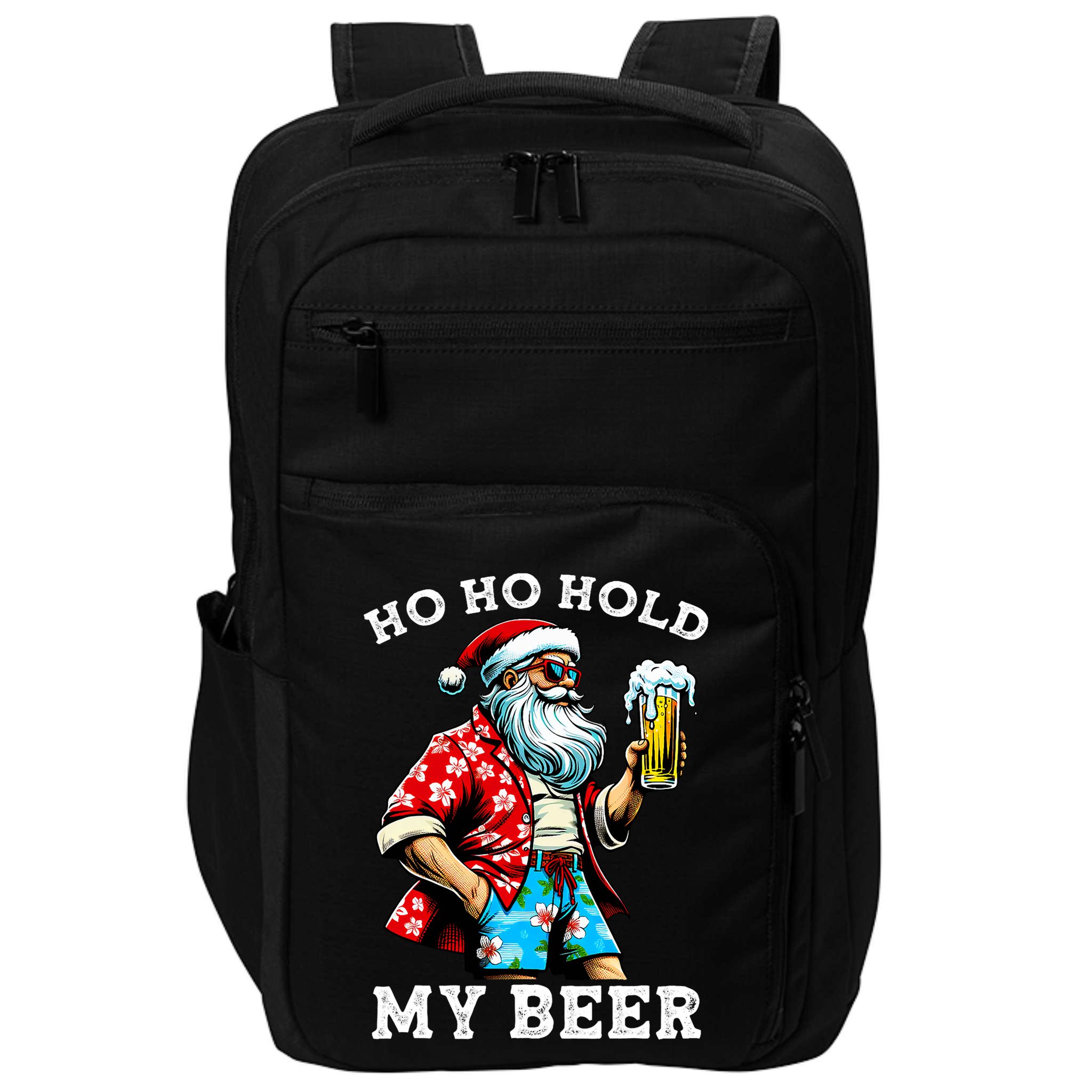 Funny Santa With Sunglasses And Beer Christmas In July Impact Tech Backpack