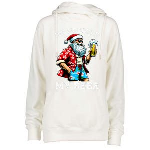 Funny Santa With Sunglasses And Beer Christmas In July Womens Funnel Neck Pullover Hood