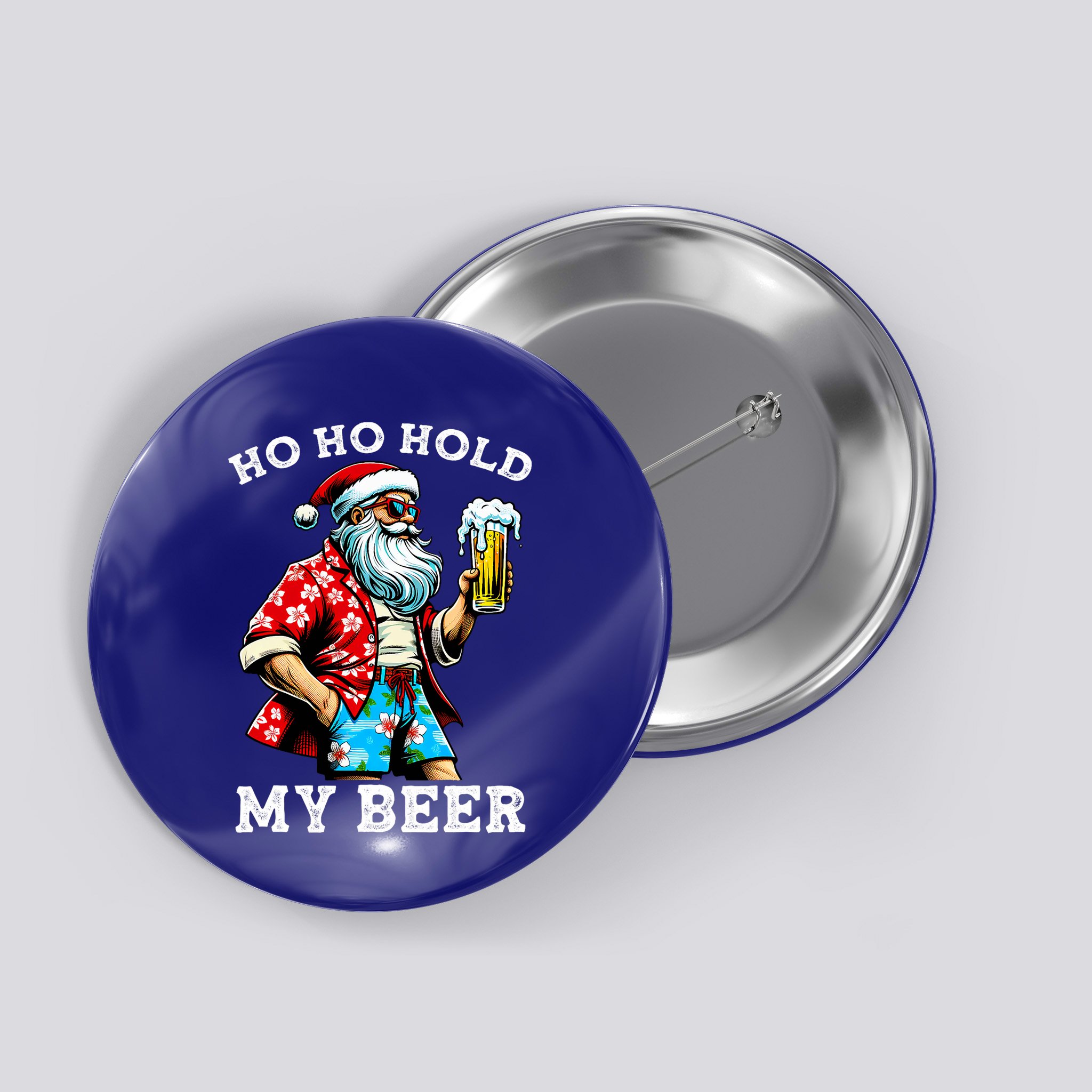 Funny Santa With Sunglasses And Beer Christmas In July Button